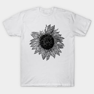 Sunflowers line art black T-Shirt